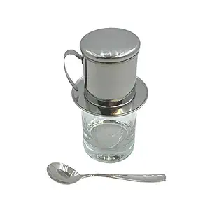 VTD Vietnamese Coffee Maker Filter Phin with Glass Portable 6oz. Cup & Spoon IDEAL GIFT SET