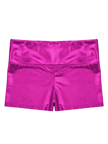 Girls Shiny Metallic Workout Shorts High Waist Yoga Dance Booty Shorts Biketards Bike Shorts Dancewear4
