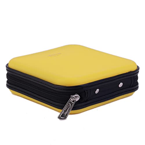Cd Dvd Wallet, Xiongye 32 Capacity Heavy Duty, Dvd Cd Case Holder For Car ,Portable Dvd/Vcd Storage Disk, Hard Shell Sturdy Case , Car Cd Disk Holder,Booklet, Blu-Ray Wallet (32 Capacity,Yellow) #TOP4
