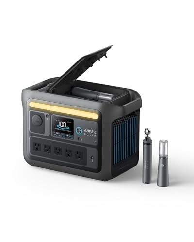 Image of Anker SOLIX C800X Portable Power Station with 100W Solar Panel, 1200W Solar Generator with Camping Lights, 768Wh LiFePO4 Battery for Outdoor Camping, RVs, Road Trip, and Power Outages