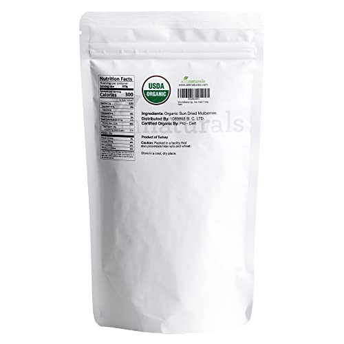 White Mulberries Dried Organic Bulk 2 Lbs Bag– USDA Organic Certified – Sun Dried, Raw, Non GMO & Gluten Free – Product of Turkey