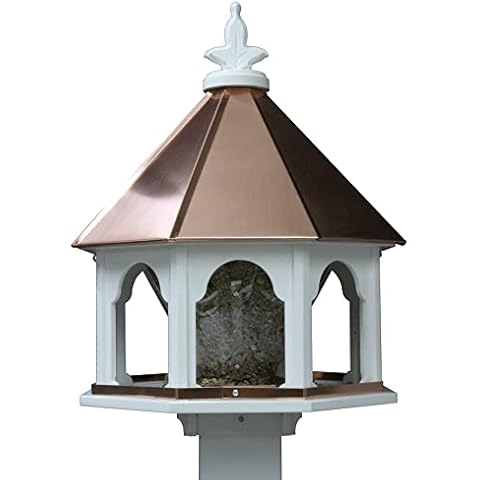 Large Octagon Wild Bird Feeder Solid Cellular PVC Clear Copper Roof Made in The USA (SF18C) Cover