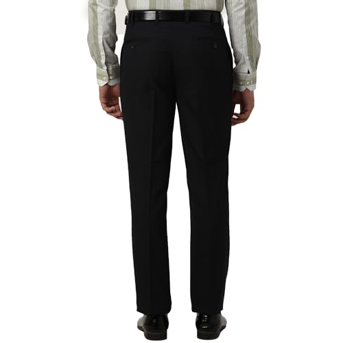 Image of Park Avenue Men's Polyester Blend Structure Pattern Smart Fit Flat Front Formal Trouser
