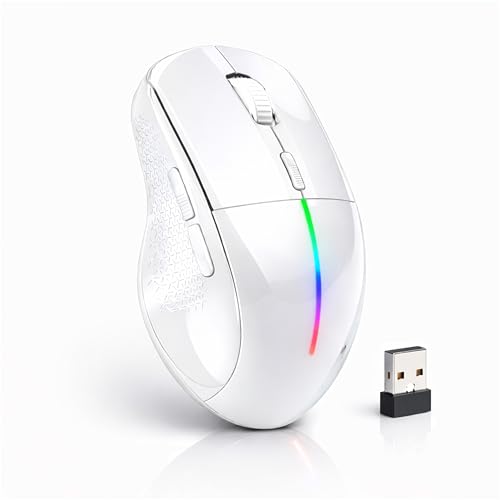 Image of Ant Globe 50 Rechargeable Wireless Optical Mouse| Dual Mode BT & 2.4GHz USB | 3200 Adjustable DPI, 6 Buttons, 50Hr Battery Life| Lightweight Ergonomic Design for Laptop, PC, Mac,Tablet &Mobile White