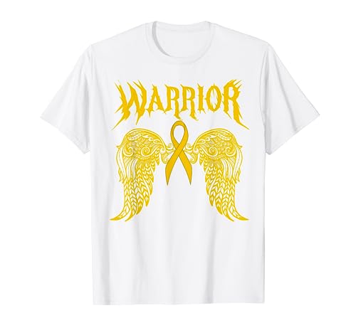 Guerrier Tatouages Survivant Ruban Or Cancer Enfance T-Shirt