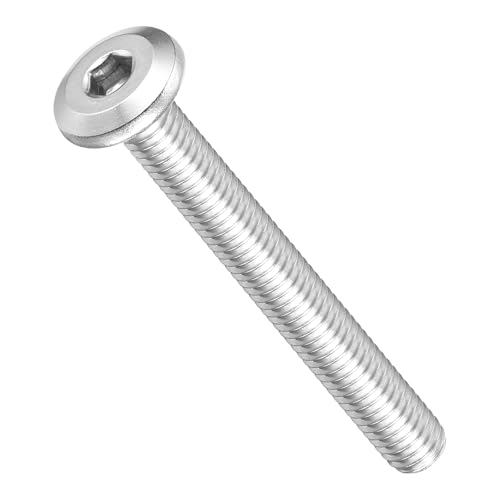 Image of METALLIXITY Flat Head Hex Socket Cap Screws Bolts(M6-1x50) 10Pcs, 304 Stainless Steel Hex Socket Furniture Bolts Screws - for Furniture Woodworking Project, Silver Tone