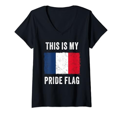 Womens This is My Pride Flag – Patriot of France Graphic French V-Neck T-Shirt