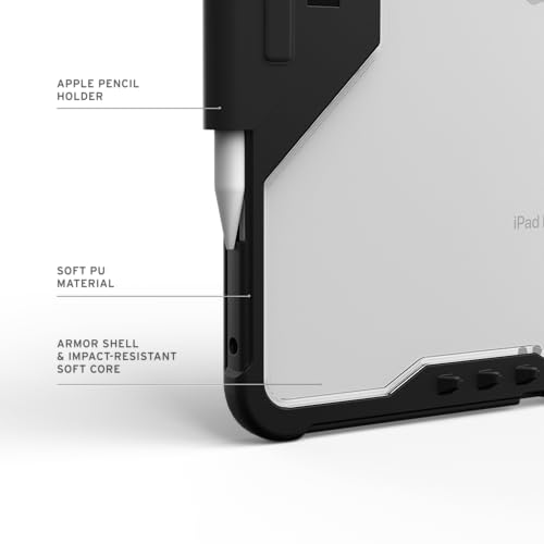 Image of Urban Armor Gear UAG Designed for iPad Pro 13 inch Folio Case (8th /7th Gen, M5 /M4) (A3360, A3361, A3362) Plyo LT Rugged Protective Cover with Multi-Angle Adjustable Stand and Pencil Holder - Ice /Black