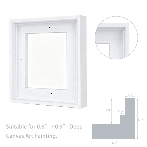Image of Canvas Frames for 8 inchx8 inchPaintings with 0.6 inch~0.9 inch Deep White | VAREIHNAZ Canvas Floater Frames for 8 inchx8 inchCanvas Paintings,Square Floating Frames for Wall Decor,No Glass or Back(White)