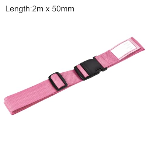Image of uxcell Luggage Straps Suitcase Belts with Buckle Label, 2x78 2Mx5cm Adjustable PP Travel Bag Packing Accessories, Pink 4Pcs