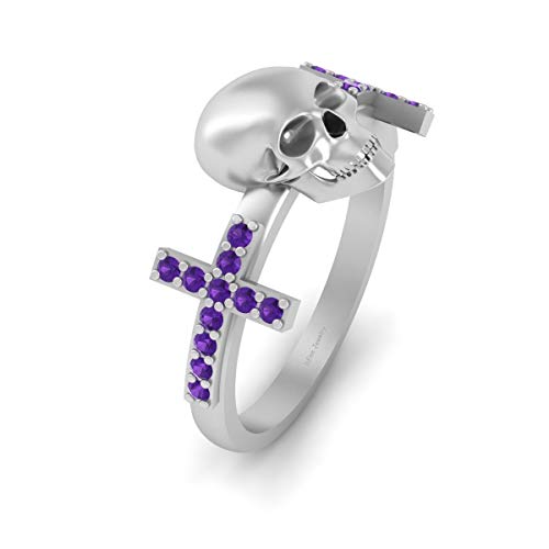 Argent sterling bague femme avec oxyde de zirconium violet rond