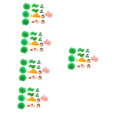 ibasenice 5 Juegos Adorno de Resina de Rana paisajismo adornar Acuario Decoraciones de nenúfares Falso Accesorios para peceras Ornamento del Paisaje del Tanque de Peces decoración de Peces