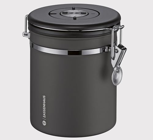 Zassenhaus Boîte de conservation Aroma 500 g, en acier inoxydable, laquée, protection optimale des arômes grâce à la valve intégrée, avec joint en silicone et affichage de la date réglable, pour café