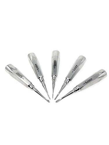 Cynamed Dental Luxating Surgical Root Elevator Premium Set Of 5 - Straight Tip Sizes Include 1Mm, 2Mm, 3Mm, 4Mm, And 5Mm #TOP1