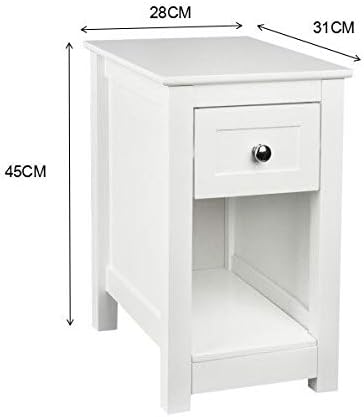 Woodluv MDF Bedside Table with Drawer and Shelf Cabinet Storage Unit - 28 x 31 x 45cm