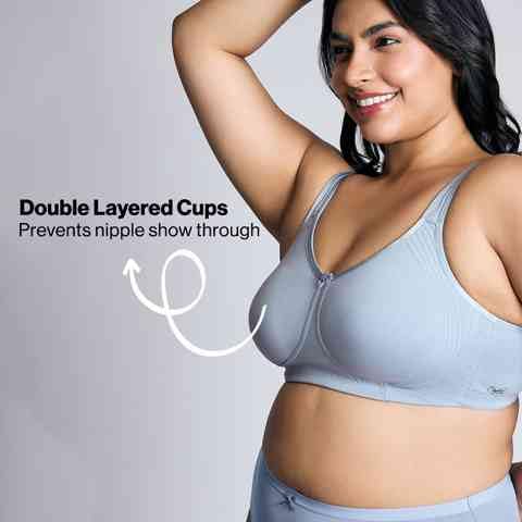 Image of Nykd (NYB169) Cotton Anti Microbial Non Padded & Non Wired Side Support Shaper Bra for Women | Full Coverage Bra with Detailed Contoured Lift & Shape with Wide Straps