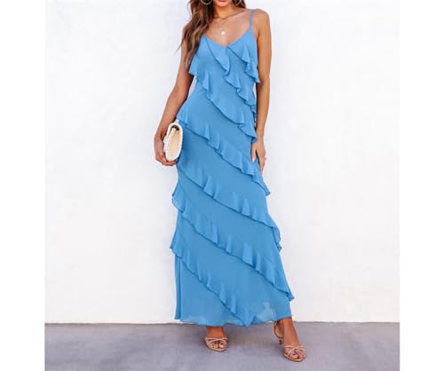 Image of Women Summer Elegant Sling Midi Ruched Bodycon Dress Solid Color Backless Slim Party Cocktail Dresses