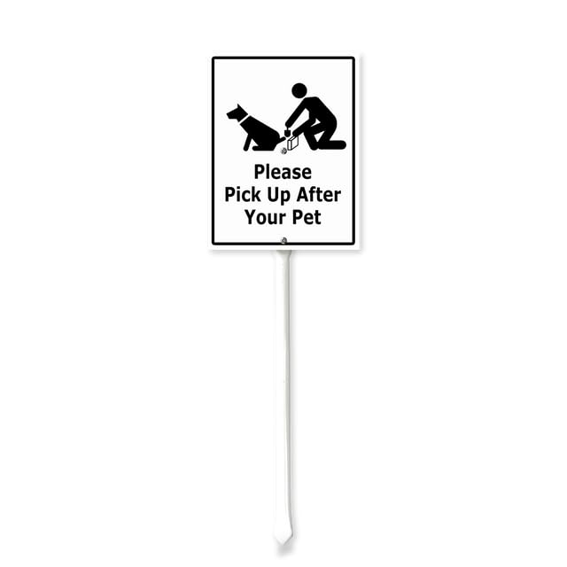 Horienteeon Funny Please Pick Up After Your Pet Signs for Yard with Stake, Sturdy Aluminum Sign Rust Free, Dog Poop Sign Decoration for Yard Garden Lawn Outdoor 7"×8.8"