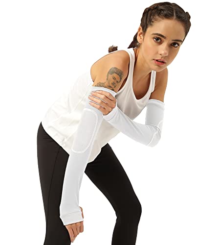 Image of Freecultr Women Breathable Bamboo Cotton Antibacterial Arm Sleeves with Built-in Gloves | Soft, Sweat-Wicking & Skin-Friendly