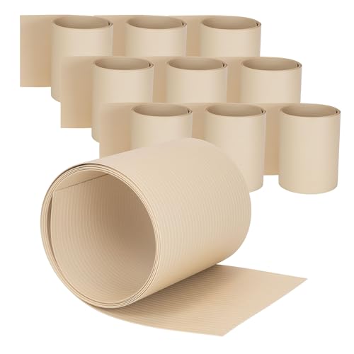 Jardinion Doppelstabzaun Sichtschutzstreifen PVC 250cm, 10 Stück, 6mm Rillen Beige Geeignet als Balkon Sichtschutz, Terrasse- und Gartenzaun Sichtschutz, einfache Montage