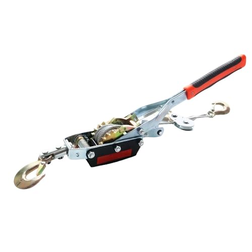 Tire Fort,Treuil Portable Motorisé, Capacité De Charge De 4 Tonnes Avec Treuil à Câble En Acier De 8,5 Pieds, Outil De Terrain Lourd Avec Double Engrenage, 3 Crochets, Outil De Treuil Portable