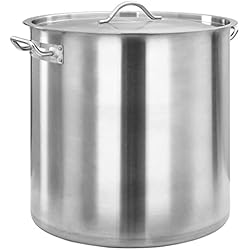 Cacerola 50 Litros vidaXL Olla Marmita Cazuela con Tapa Cocina Hotel Hacer Sopas Cacerolas Cocinas de Inducción Cocción Lenta de Acero Inoxidable 50 L 40x40 cm