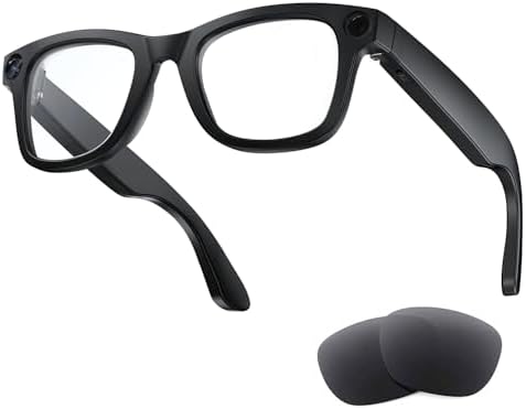 AI Smart Glasses with Camera, 8MP HD Camera Glasses, 1080P Video Recording Sunglasses, Real Time Translation, Voice Assistant, Open-Ear Audio for Travel, Meetings & Vlogging
