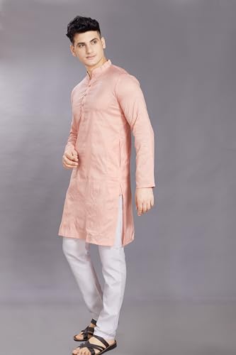 Image of DIVISIVE Men's Jequard Embroidered Art Silk Slim Fit Only Kurta
