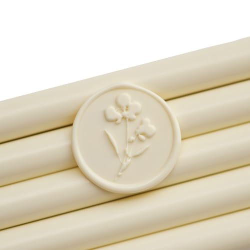 Pelargon Design Cream White Glue Gun Sealing Wax Sticks for Wax Seal Stamp | Wedding Invitation, Greeting Card, Branding, Gift Wrapping, 6 Pack