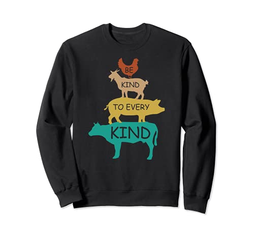 Be Kind To Every Kind Retro Vintage Funny Vegetarian Vegan Sudadera