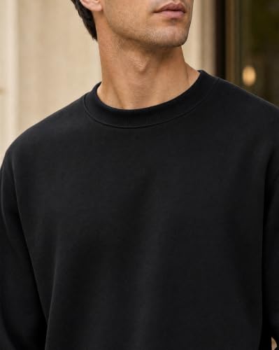 Image of Nobero Sweatshirts for Man Stylish | 280 GSM Rich Cotton Fleece Solid Regular Fit Full Sleeve Sweatshirt for Men | Stylish Casual Wear Winter Crew Neck Sweatshirt for Men