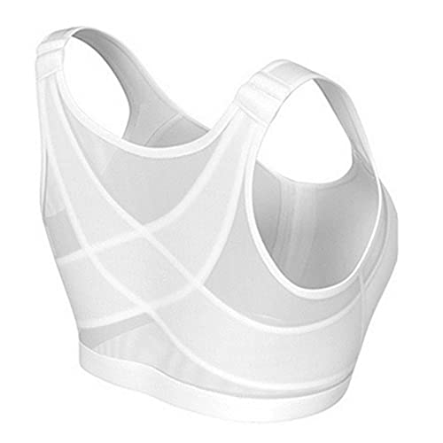 Muymvo Plus Size Unlined Wireless Everyday Bra Front Closure Comfortable Pregnancy Bra Hide Back Fat Push Up Tank Top Bra White #TOP4