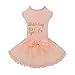 Dog Wedding Dress Breathable Tulle Tutu Doggie Apparel Skirts Clothes Pet Outfits for Small Dogs Birthday Party Dresses (Pink-Birthday Girl, XL)