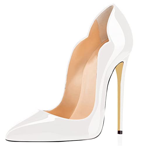 sarawill Women's Fashion High Thin Heel Pumps Pointed Toe Slip On Stiletto Heels Wedding Dress Date Shoes for Women Sexy2