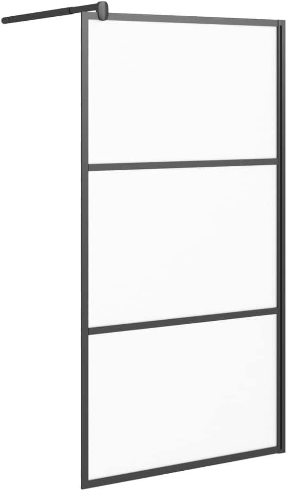 Panel de Pared para Ducha sin Marco de Vidrio ESG Esmerilado 39,4" x 76,8" - Marco Negro Fijo, Fácil de Limpiar, Solución Estilizada para Puerta de Baño miniatura 3