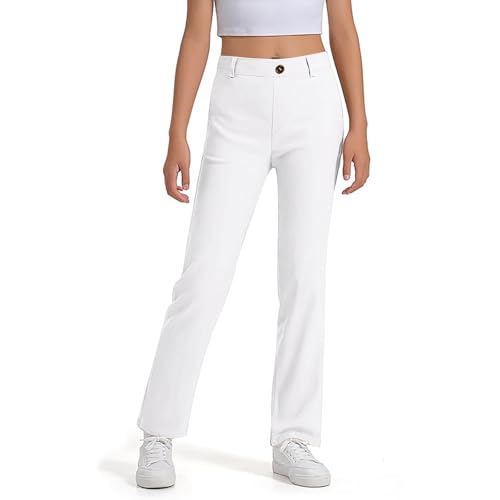 Girls Flare Leggings High Waist Cute Preppy Clothes for Girls Uniform Pants with Pockets Bell Bottom Pants