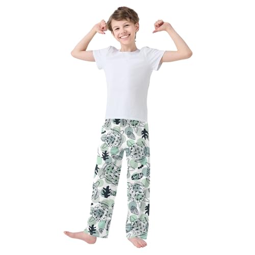 Boys' Pants Sea Turtle Light Green Dots Long Bottoms Jogger Pants Elastic Waist Trousers with Pockets S-XL2