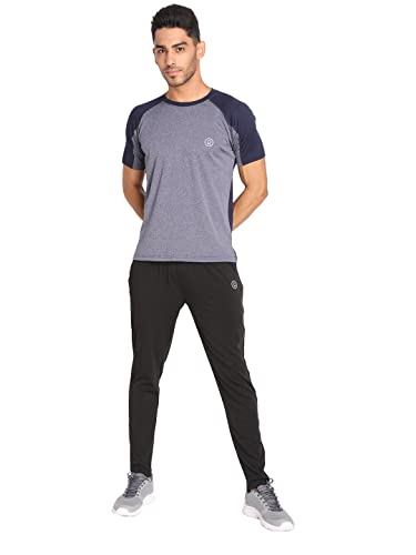 Image of CHKOKKO Men's Round Neck Gym T-Shirt Blue Melange Navy XXL