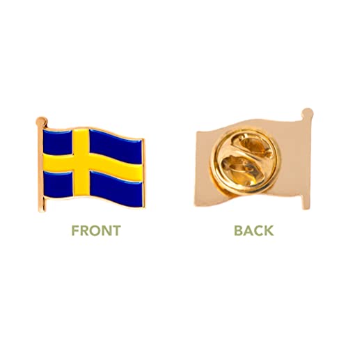 Image of Desert Cactus Sweden Flag Lapel Pin SWE Sweden Made of Metal for Formal Wear, Bag and Hat Jewelry, and Tie Tack (Waving Flag Lapel Pin)
