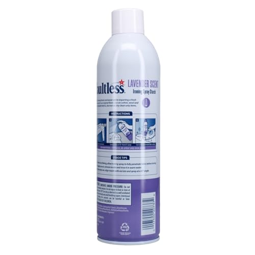Image of Faultless Heavy & Lavender Ironing Spray Starch 567g (Pack of 2), Gives Stiff and Crisp Finish, Wrinkle-Free, Dry Cleaner Results at Home, Odor-Neutralizing, Easy Iron Aid, Imported from USA