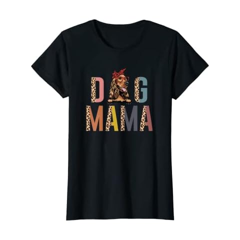 Womens Cocker Spaniel Mama Leopard Print Dog Lover Dog Mom T-Shirt Cover