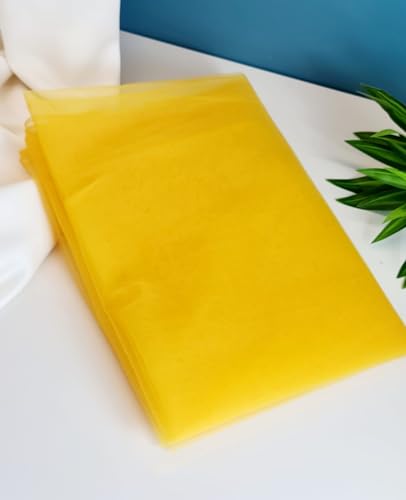 Image of SATYAM KRAFT 10 Meter Multipurpose Net Fabric Soft Cloth Roll | Wedding, Valentine & Party Decoration Items, Birthday, Anniversary | Stage, Tent, Backdrop, Mandap Festive, Event Decor Net (Yellow)