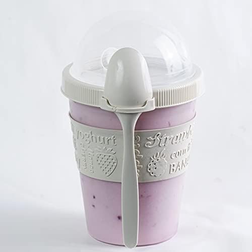 The Buybox 20 oz Clear Plastic Parfait Cups with Insert & Dome Lids & Plastic spoons, Clear Portion Cups, Reusable Snack, Yogurt & Parfait Cups, Cereal Container, Oatmeal Containers with Lids