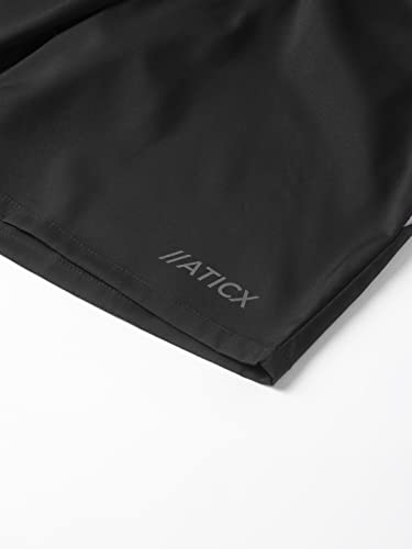 Image of ATICX Polyester Shorts for Men - Quick Dry Lightweight with Zipper Pockets - Gym, Running, Jogging, Training Half Pants for Basketball, Swimming, Badminton, Cycling, Football, Outdoor & Home Wear