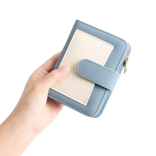 Image of GOIACII Small Wallet for Women RFID Blocking Bifold Wallets Ladies Card Holder Coin Zipper Pocket Blue