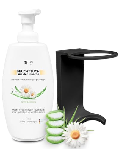 SET Feuchttuch aus der Flasche 2 × 300 ml + 2 × Wandhalterung | Intim Reinigungs- & Pflegeschaum für Baby & Toilette