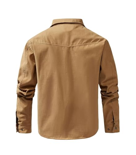 Image of FTIMILD Men's Flannel Lined Shirt Jacket Rugged Snap Button Shacket Cowboy Western Style Long Sleeve Outdoor Fall Jacket