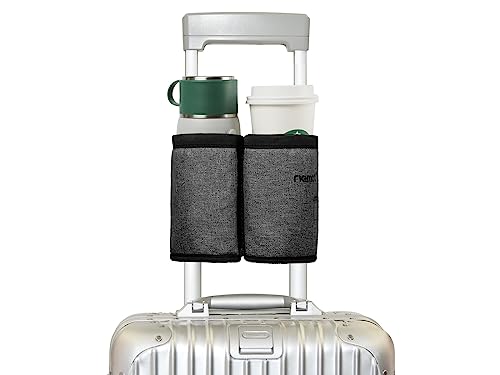 riemot Luggage Travel Cup Holder, Free Hand Drink Caddy - Hold Two Coffee Cups, Fits Roll on Suitcase Handles - Gifts for Travelers, Tourist, Flight Attendants Travelers Accessories