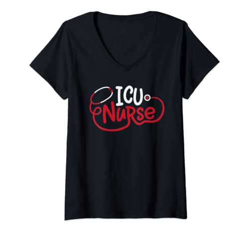 Mujer Regalo para enfermeras de UCI, personal de UCI, emergencia, mujer Camiseta Cuello V