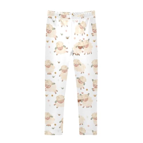 Cute Rams Cartoon Sheep Lambs Girls Leggings,Workout Leggings for Girls Toddler Athletic Leggings Size for 3-10T